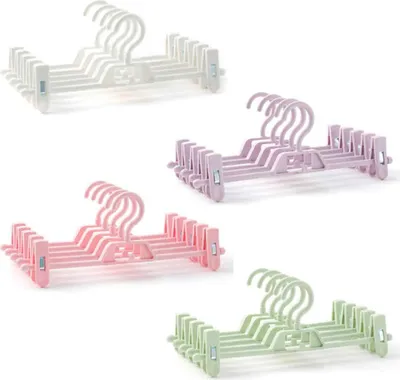 Produktbild von 20 Stück bunte Hosenbügel, Rockbügel, mit 2 Anti-Rutsch-Clips