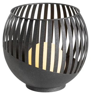 Produktbild von Dehner Solar-Lampe Mina Ø20 x H19 cm – LED Gartenleuchte mit Dämmerungssensor, warmweiß, bis zu 6 Std. Leuchtdauer, IP44, Metall & Kunststoff, schwarz