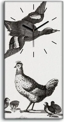 Produktbild von Wandkunst Leinwand Bild Uhr Geräuschlos 30x60 Zeichnen von Tieren Vögel Kunst - schwarze Hände