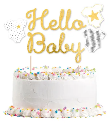 Produktbild von "Hello Baby" Cake Topper Gold | Schriftzug
