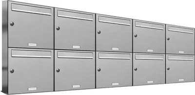 Produktbild von 10er V2A Edelstahl Wandbriefkasten Anlage 10 Fach Briefkasten Postkasten