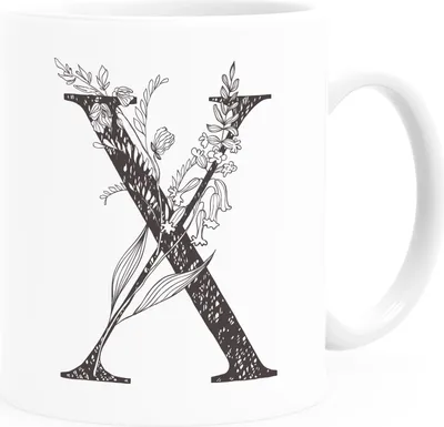 Produktbild von Kaffeetasse Monogramm Initiale Geschenk-Motiv Tasse personalisierte Namenstasse personalisierte Geschenke SpecialMe® X weiß Keramik-Tasse