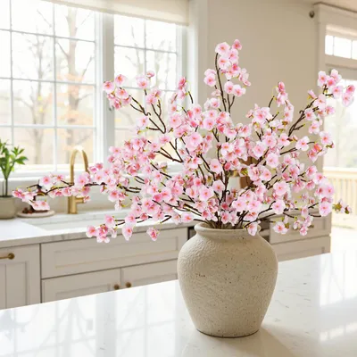 Image de Branches artificiels de cerisiers en fleurs, lot de 4, 100 cm, décoration pour la maison