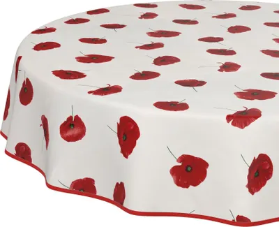 Produktbild von Tischdecke Wachstuch Blumen Weiß Robust Wasserabweisend Rund 120 cm
