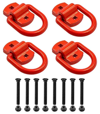 4er-Set D-Ringe 1/2" mit Schrauben, Hebeöse 5400 kg, rot