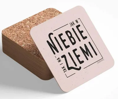 Zdjęcie produktu dla Podstawka korkowa - Jak w niebie taki i na ziemi