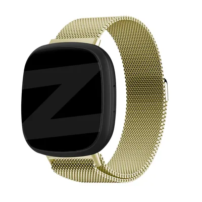 Produktbild von Bandz Milanese Loop Band passend für Fitbit Versa 3 / Versa 4 / Sense / Sense 2 - Champagnerfarbenes geflochtenes Stahlband