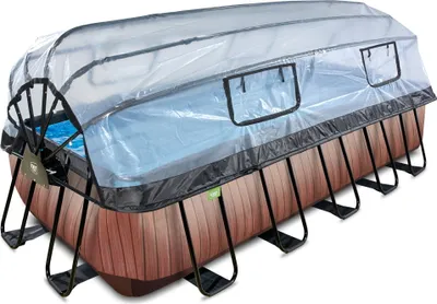 Produktbild von EXIT Wood Pool 540x250x122cm mit Sandfilterpumpe und Abdeckung und Wärmepumpe - braun