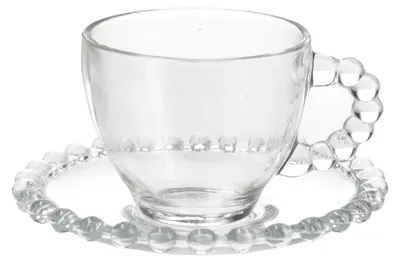 2er-Set Teetassen mit Untertasse, Glas, 230 ml, transparent