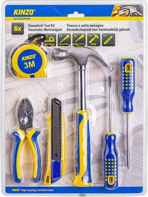 Image de Kinzo set d'outils 6pcs. outillage ménager bleu jaune