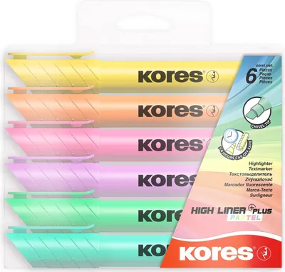 Produktbild von Kores TM36060, 6 Stück(e), Hellblau, Hellgrün, Hellorange, Hellrosa, Violett, Gelb, Meißel, Mehrfarbig, Rund, Fensterbox