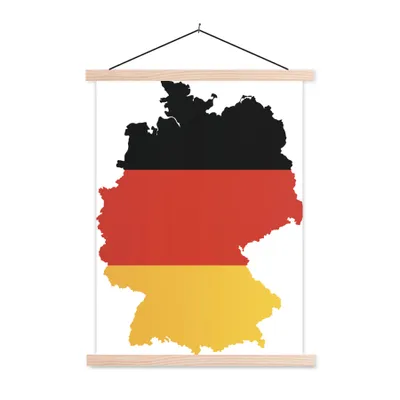 Obrázek produktu pro MuchoWow® Textilní plakát - Mapa Německa s německou vlajkou - 120x160cm - S hnědými lamelami
