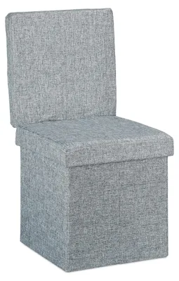 Produktbild von Faltbarer Pouf mit Stauraum und Rückenlehne, Leinen, 73 x 38 x 38 cm, stabiler Hocker in Grau