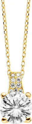 Produktbild von Julie Julsen Anhänger mit Kette 925/- Sterling Silber 38+2,5+2,5cm gelb Zirkonia weiß 148250073