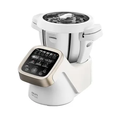 Produktbild von Krups Prep&Cook, 4,5 l, Grau, Edelstahl, Weiß, Kotelett, Schneiden, Schleifen, Kneten, Rührer, Edelstahl, 1550 W, 0,24 W