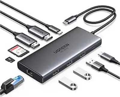 Produktbild von Ugreen REVODOK PRO 10 10IN1 HDMI DOCK, 100 W, Grau, SD