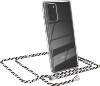 Produktbild von EAZY CASE Handykette kompatibel mit Samsung Galaxy Note 20 / Note 20 5G, Handyhülle mit Umhängeband, Handykordel, Schutzhülle Clear, Band in Beige