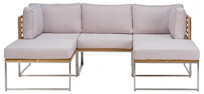 Produktbild von home24 Loungeset - 5-teilig - Webstoff / Teak Massiv