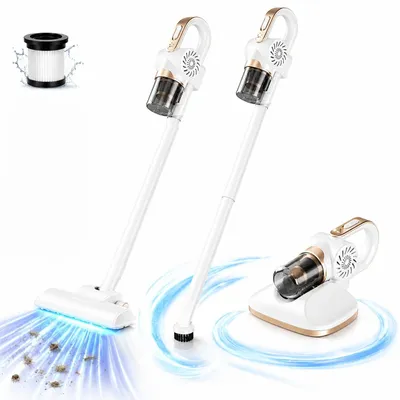 Produktbild von 11000Pa Kabelloser Staubsauger, 3-in-1-Handstaubsauger, Kabelloser Milbensauger, 253.7nm UVC-Licht, Ultra-leiser Staubsauger mit HEPA-Filter, Weiß