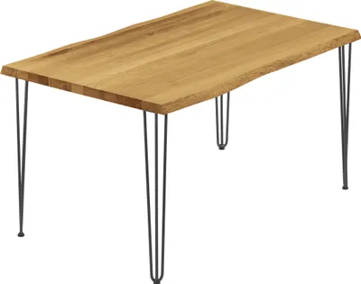 Produktbild von LAMO Manufaktur Esstisch Küchentisch Schreibtisch Couchtisch aus Massivholz, mit Baumkante 100x80x76 cm (AxBxH), Creative, Rustikal / Rohstahl mit Klarlack, LUB-01-A-003-0000Cr