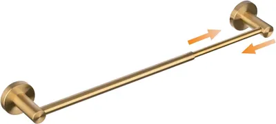 Produktbild von Verstellbarer, wandmontierter Handtuchhalter, 40 bis 66 cm, elegantes Design in gebš¹rstetem Gold, Edelstahl SUS304, ideal fš¹r das Badezimmer