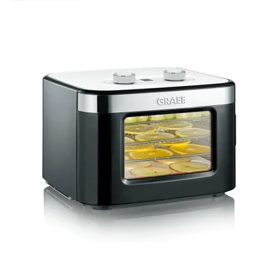 Produktbild von GRAEF dehydrátor DA 2042, čierny, 8,0 l, 400 W, 4 mriežky z nehrdzavejúcej ocele, časovač do 24 h, 35-80 °C, funkcia automatického chladenia, vrátane silikónovej podložky