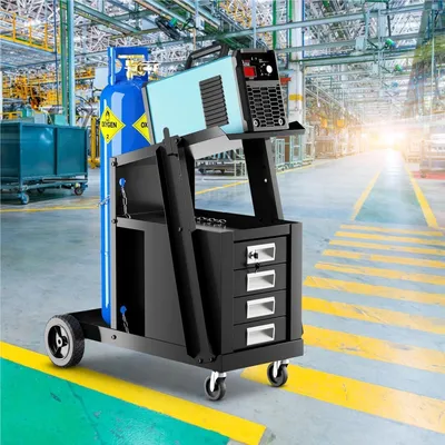 Immagine prodotto di Carrello per saldatrici - Carrello per attrezzature di saldatura - Carrello per utensili - Portagas - 4 cassetti