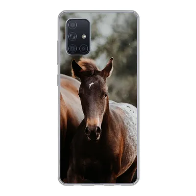 Produktbild von MuchoWow® Handyhülle Schutzhülle Hülle für Samsung Galaxy A51 Pferde - Wald - Berge Silikon Softcase Handy Hülle - Schutzabdeckung
