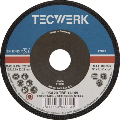 Produktbild von Tecwerk Schruppscheibe D125xS7mm 27 Bohrung 22,23 mm  - 25 Stk.