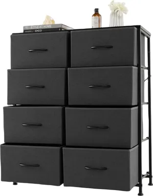 Zdjęcie produktu dla KOMFOTTEU komoda z 8 wyjmowanymi szufladami i składana szafka z szufladami z tkaniny, solidna metalowa rama, 80 x 30 x 92 cm