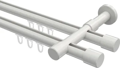 Produktbild von Interdeco Innenlaufstange / Gardinenstange mit Innenlauf Weiß, Typ Prestige Santo (Kappe), 20 mm Ø 2-läufig, 540 cm