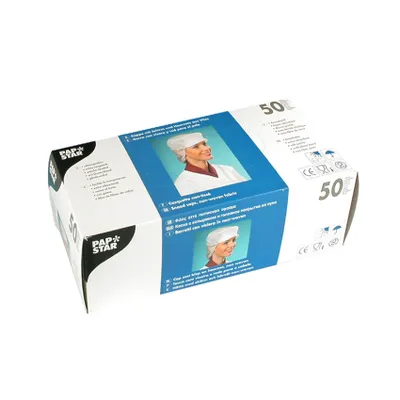 Produktbild von 50 Kappen mit Schirm und Haarnetz, Vlies Ø 30 cm weiss