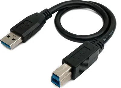 Produktbild von SYSTEM-S USB 3.0 Kabel 30 cm Typ B Stecker zu A Stecker in Schwarz