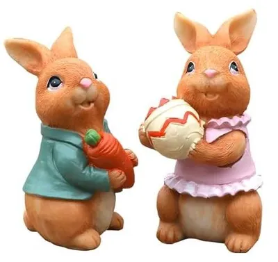 Productafbeelding van Set van 2 Decoratieve Paashaasfiguren voor Tuin