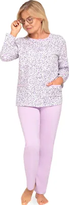 Produktbild von Damen-Pyjama M Langarm Lila Baumwolle mit Reißverschluss