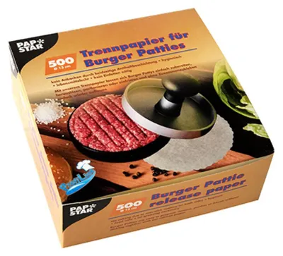 Produktbild von PAPSTAR Trennpapiere für Burger Patties, Ø 13 cm, weiß | Faltschachtel (500 Stück)