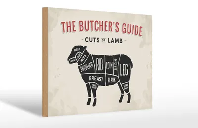 Produktbild von Holzschild Lamm 30x20cm Lamb cuts Metzgerei Fleisch