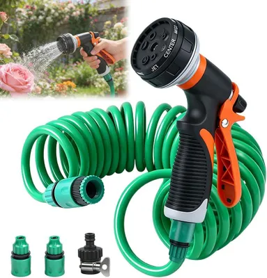 Image de Tuyau d'arrosage de 10 mètres, flexible, avec pistolet de pulvérisation, pour l'utilisation en jardin