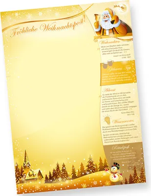 Produktbild von Briefpapier Weihnachtspost (100 Blatt) Weihnachtsbriefpapier beidseitig Rückseite mit Weihnachtsliedern