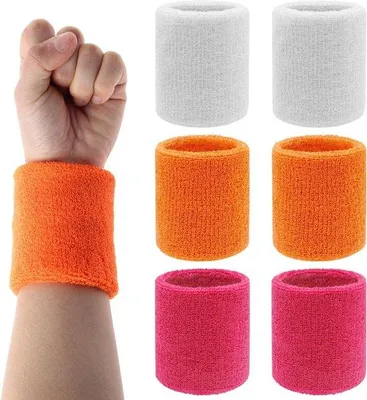 Produktbild von Sechs Stück weiches Baumwollband - absorbierende Handgelenkschlaufen für Basketball, Fitness, Tennis