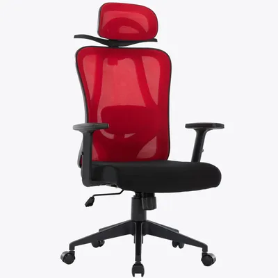 Produktbild von Bürostuhl mit platzsparendem Kleiderbügel - ergonomischer Schreibtischstuhl mit Nacken- und Lordosenstütze - komfortabler Gamingstuhl mit Netzrückenlehne und Wippfunktion,Farbe:Schwarz/Rot