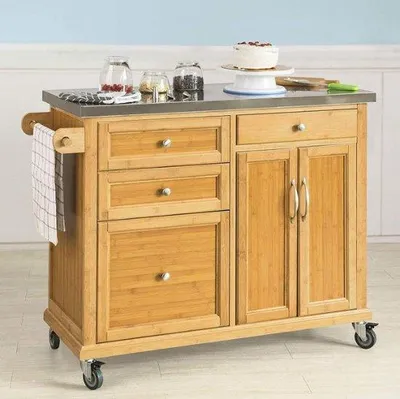 Image de Chariot de service pour la cuisine - 4 étagères - porte-serviettes - 115 x 92 x 46 cm