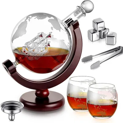 Produktbild von Flasche Karaffe Whisky Set Geschenkset aus Glas 2 Whiskygläser Dekanter Geschenk