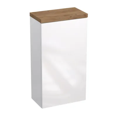 Produktbild von Hängeschrank OVO Weiß Hochglanz Eiche Craft 35 x 65 x 20 cm Softclose Badschrank Badezimmer