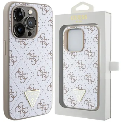 Zdjęcie produktu dla Etui Guess 4G Triangle Metal Logo Na Iphone 15 Pro - Białe
