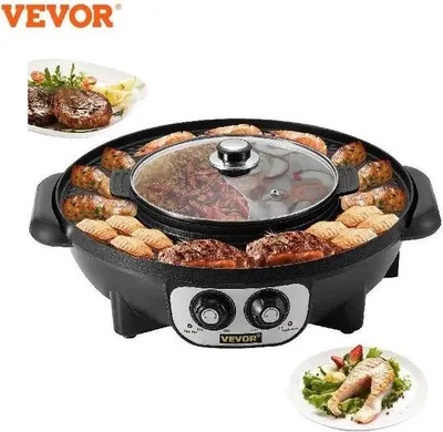 Zdjęcie produktu dla Elektryczny grill koreański z funkcją hotpot – 1200 W – podwójna regulacja temperatury
