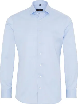 Produktbild von Eterna - Slim Fit - Bügelfreies Herren Langarm Hemd mit Haifisch-Kragen, (67cm) (8817 F182), Größe:38, Farbe:Blau (10)