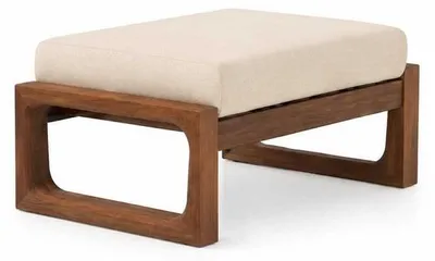 Immagine prodotto di Hocker Beige Polsterhocker Braun Holzgestell Wohnzimmer