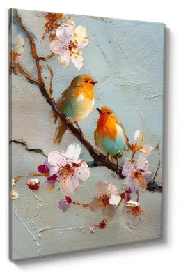 Obrázek produktu pro STYLER CANVAS ROBINS, obraz na plátně, 60 x 80 cm – motiv ptáků, vertikální formát