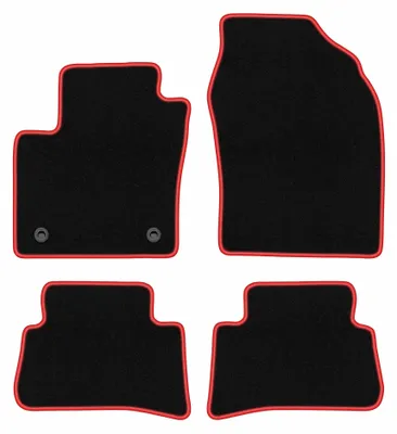 Image de Tapis de sol en moquette pour Toyota C-HR 2016- (crossover) – jeu 4 pièces, noir/rouge, sur mesure – Wielganizator CARLUX